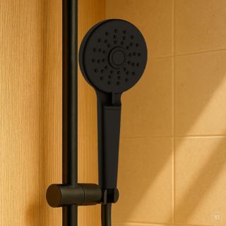 Douchette à main AquaCraft 130 14010005-01 100 mm ronde, 5 jets, 9 l/min, noir mat