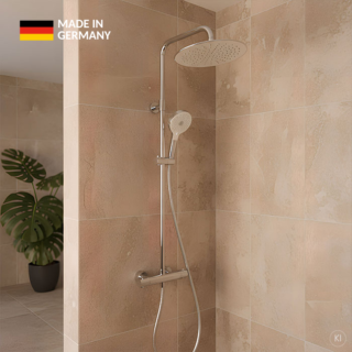 CARLDIX Thermostatic Shower System 71000100-00  Complete Set, 300 mm Rain Shower Head, Chrome