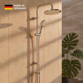 CARLDIX Reno Shower System with Diverter 72000102-00  Wall-Mounted, 230 mm Overhead Shower, Chrome