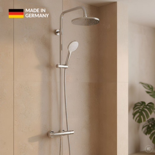 CARLDIX Thermostatic Shower System 71000101-00  Wall Mounted, Complete Set, 230 mm Overhead Shower, Chrome