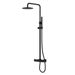 Steinberg Serie 100 Brauseset 1002721S mit Aufputz-Thermostatarmatur, Regen-/Handbrause, Matt Black