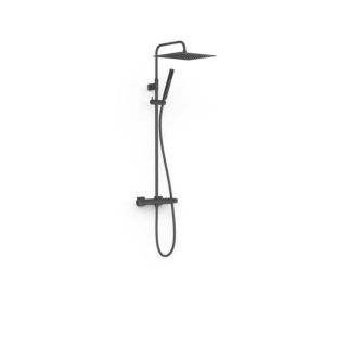 Tres Over Wall shower system 19039307NM with surface-mounted thermostat, matt black