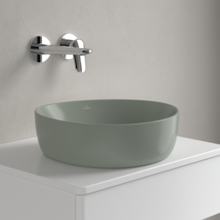 Villeroy und Boch Antao Aufsatzwaschtisch 4A7240R8 40x39,5cm, asymmetrisch, ohne &Uuml;berlauf, morning green C-plus
