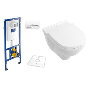 Villeroy & Boch O.Novo & ViConnect Set sp&uuml;lrandlos; wei&szlig; Ceramicplus, mit WC-Sitz