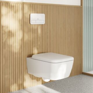 Villeroy & Boch Skyla Toilet Pack 4682CLR1  rimless wall-mounted toilet with seat, TwistFlush, White Alpin CeramicPlus
