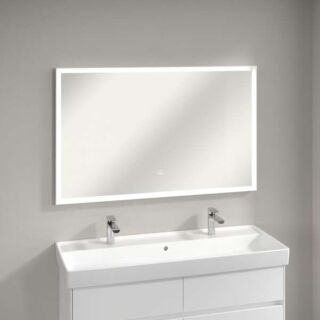 Villeroy and Boch Subway 3.0 Mirror A4631200  with Lighting, Touch Sensor, Aluminum Frame, 120 x 75 x 4.75 cm, Matte White