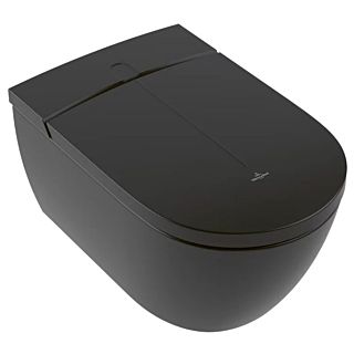 Villeroy und Boch ViClean-I100 Dusch-WC spülrandlos V0E100R7 595x385x400mm, Form oval, Glossy Black CeramicPlus