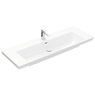 Villeroy und Boch Subway 3.0 Schrank-Waschtisch 4A70D5R1 130x47cm, mit 1 Hahnloch/mit &Uuml;berlauf, wei&szlig; C-plus