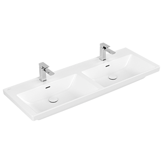 Villeroy et Boch Subway 3.0 double vasque 4A71D5RW 130x47cm, chacun avec 2000 / avec trop-plein, stone white C-plus