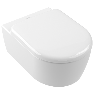 Pack WC suspendu Villeroy et Boch Skyla 5656CLR1 sans bride, TwistFlush, wc et abattant, Blanc Alpin