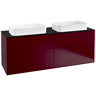 Villeroy und Boch Finion Waschtischunterschrank G31200HB 160x60,3cm, Emotion, Abdeckplatte black matt, Peony Matt