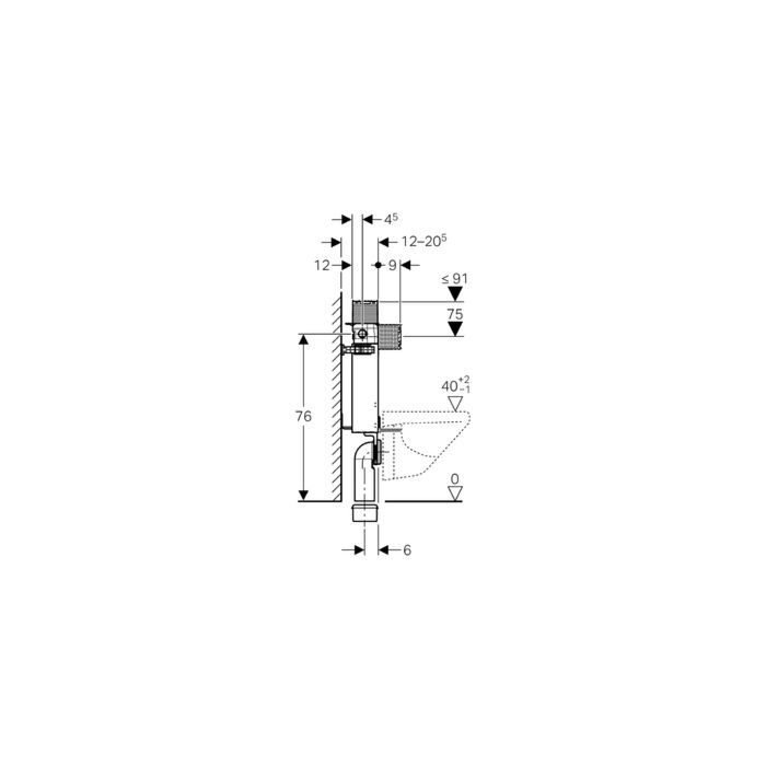 Geberit Compact WC element Kombifix 110000001 height 82 cm, with Omega  concealed cistern