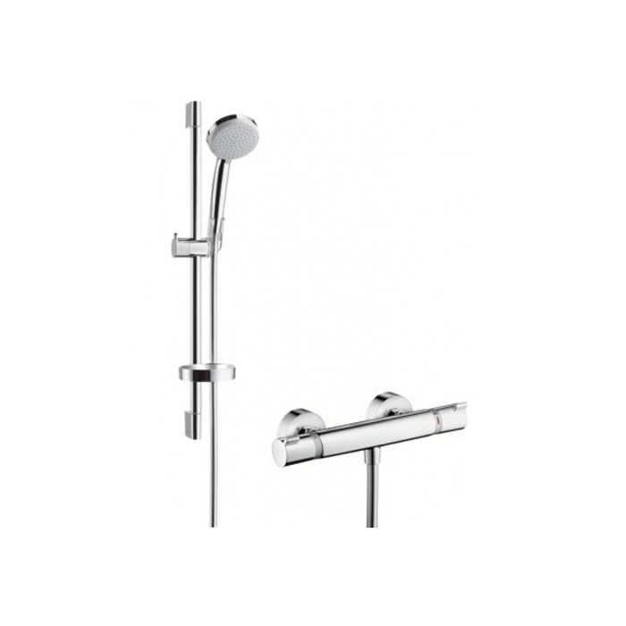 Hansgrohe Croma 100 Ecostat Comfort Combi 0 65 M With Croma 100 Vario Hand Shower Ecosmart 9 L Min Chrome