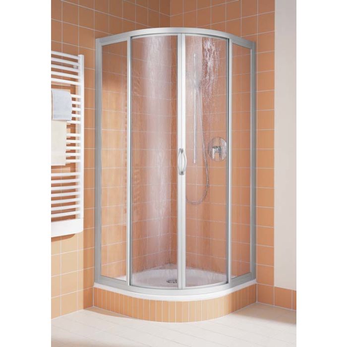 Kermi Viertelkreis Duschkabine Nova 2000 90x90x185 R 50 Silber