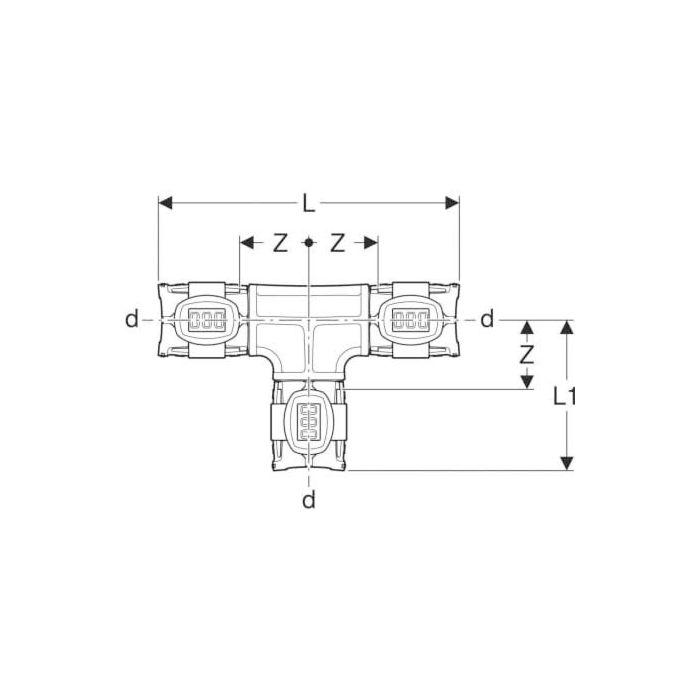 Geberit FlowFit T-Stück 620081001 DN 15, Ø 20 mm, egal