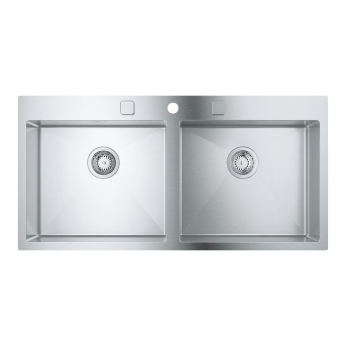 Grohe Kitchen Sinks 31585sd1 102 4x51cm Overlying Or Flush 2 Basins Stainless Steel