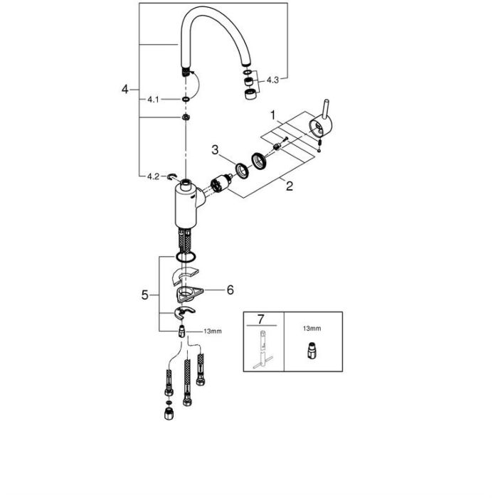 Grohe Concetto Spültischarmatur 31132001 Niederdruck, schwenkbarer 