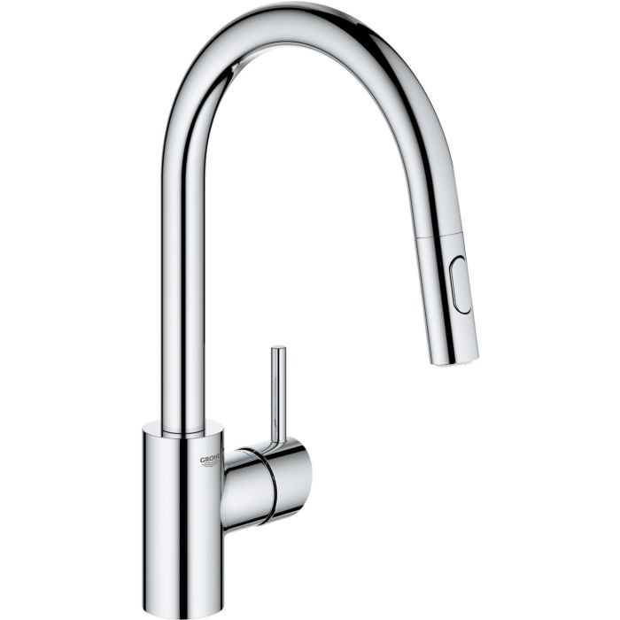 Grohe Concetto Single Lever Sink Mixer 31483002 Chrome Swiveling Pipe Spout Pull Out Dual Spray