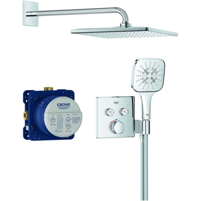 Système de douche encastré Grohe Grohtherm avec Rainshower Cosmopolitan 210, inverseur 2 voies intégré, 2 consommateurs, chromé