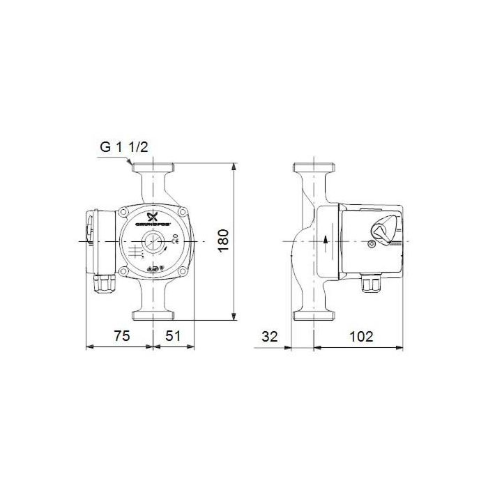 Grundfos Series 100 Circulation Pump Ups 25 40 N 230 V 180mm