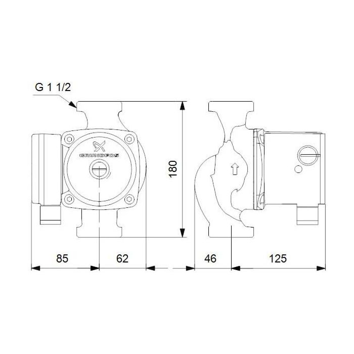 Grundfos Series 100 Circulation Pump Ups 25 80 N 230 V Uba 180mm