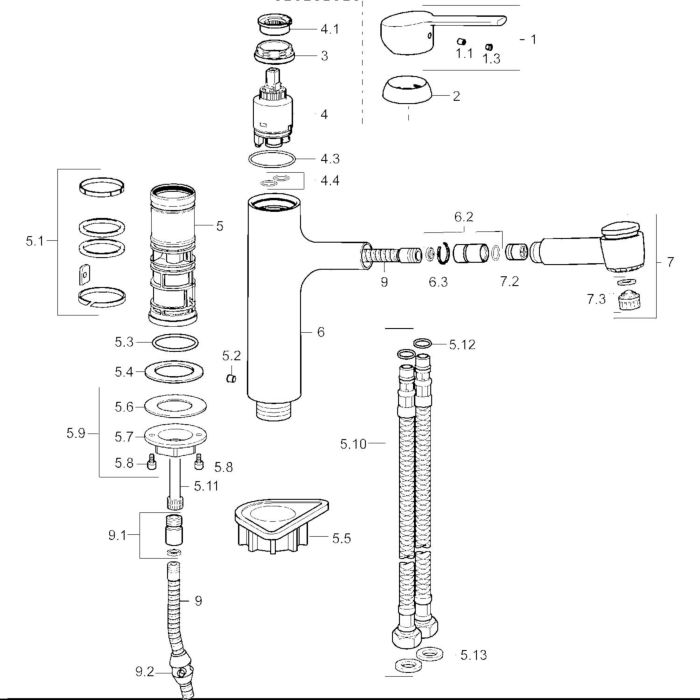 Hansa Kitchen Faucet Hansronda 03382273 Chrome Plated Spout 200 Mm Swiveling Pull Out