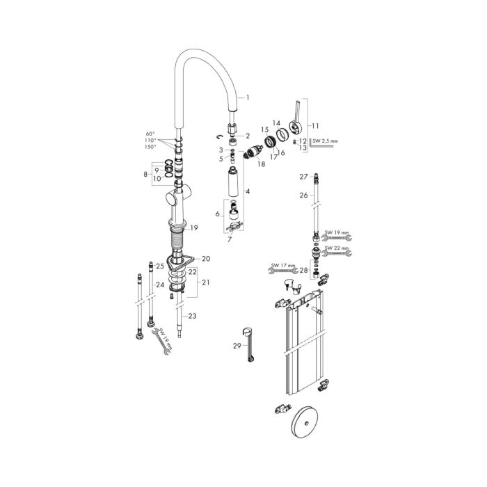 hansgrohe Talis M54 kitchen mixer 72801670 with pull-out spray  