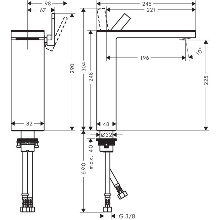 hansgrohe Axor MyEdition Waschtischarmatur 47020000 Ausladung 196 