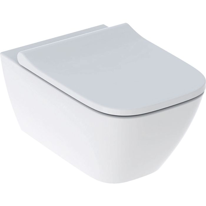 WC-Sitz Geberit antibakteriell Square mit weiß Wand-Tiefspül-WC Set Smyle 500683002 spülrandlos,