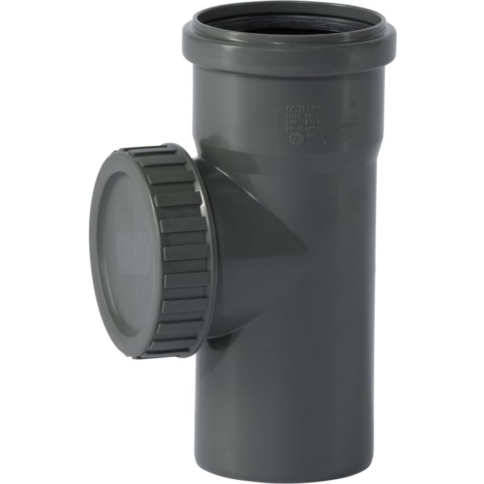 Ostendorf HT Reinigungsflanschette DN 50 PP - Revisionsrohr 117mm Grau