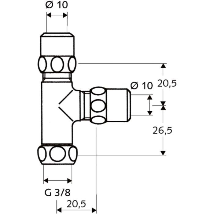 Schell T-Stück 041000699 3/8 x 3/8 x 3/8, 10 mm, verchromt ワークスベルショートボストヨタ専用542s