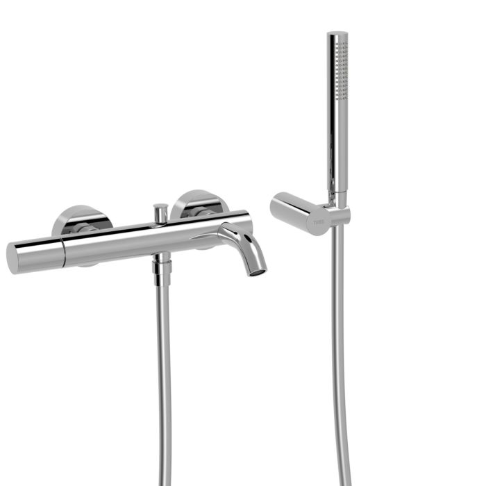 PROOX Badewannen-Duscharmatur Set Mit 3 Griffen – 20 Cm Regenduschkopf, Wandmontage, Poliertes Chrom
