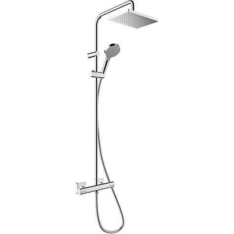 hansgrohe Vernis Shape Showerpipe 26097000 EcoSmart, with thermostatic shower mixer, chrome
