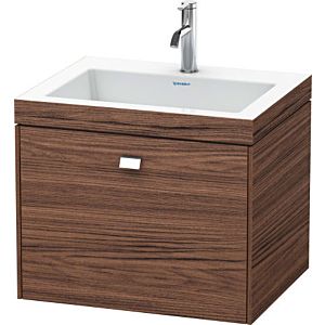 Duravit Brioso c-bonded Waschtisch mit Unterbau BR4600N1021 60x48, Nussbaum Dunkel/Chrom, o. Hahnl