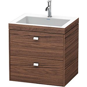 Duravit Brioso c-bonded Waschtisch mit Unterbau BR4605N1021 60x48, Nussbaum Dunkel/Chrom, o. Hahnl