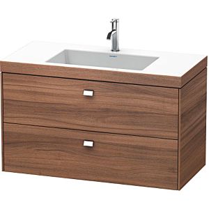 Duravit Brioso c-bonded washbasin with substructure BR4607N1079 100x48, Natural Walnut / chrome, without faucet