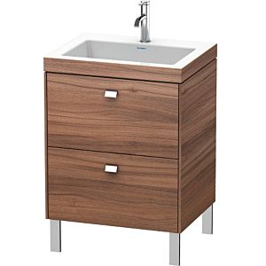 Duravit Brioso c-bonded Waschtisch mit Unterbau BR4700N1079 60x48, Nussbaum Natur/Chrom, o. Hahnl.