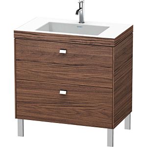 Duravit Brioso c-bonded Waschtisch mit Unterschrank 80 cm BR4701N1021  Waschtisch-Set, ohne Hahnloch, 80x48 cm, Nussbaum Dunkel/Chrom