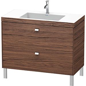 Duravit Brioso c-bonded vasque avec soubassement BR4702N1021 100x48, Noyer Foncé Décor / chrome, sans robinet