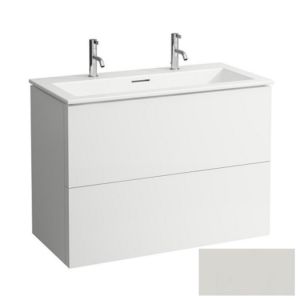Laufen Kartell Waschtisch-Set 8603376411071 mit Unterbau, 2 Hahnlöcher, 100x50x72,6cm, kieselgrau