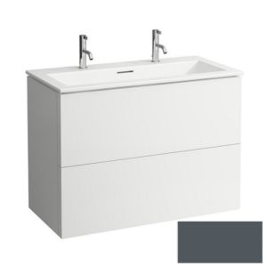 Laufen Kartell Waschtisch-Set 8603376421071 mit Unterbau, 2 Hahnlöcher 100x50x72,6cm, schiefergrau