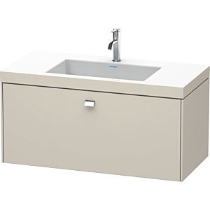 Duravit Brioso c-bonded washbasin with substructure BR4602N1091, 100x48cm, Taupe / chrome, without tap hole