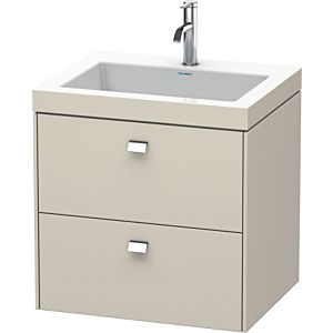 Duravit Brioso c-bonded Waschtisch mit Unterbau BR4605N1022, 60x48cm, Taupe/Chrom, ohne Hahnloch