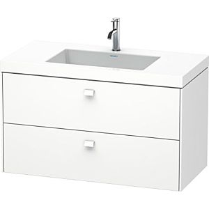 Duravit Brioso c-bonded vasque avec soubassement BR4607N1818, 100x48cm, Blanc Mat , sans trou pour robinetterie