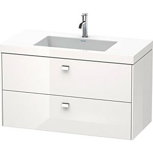 Duravit Brioso c-bonded Waschtisch mit Unterbau BR4607N1022, 100x48cm Weiß Hochgl./Chrom, o Hahnl.