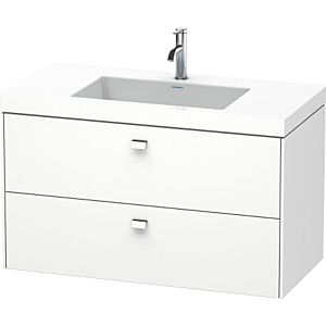 Duravit Brioso c-bonded Waschtisch mit Unterbau BR4607N1018, 100x48cm Weiß Matt/Chrom, o Hahnloch