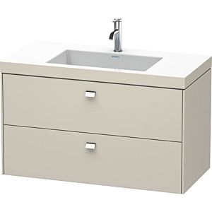 Duravit Brioso c-bonded Waschtisch mit Unterbau BR4607N1091, 100x48cm, Taupe/Chrom, ohne Hahnloch