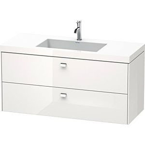 Duravit Brioso c-bonded vasque avec soubassement BR4608N1022, 120x48cm blanc brillant / chrome, sans robinet
