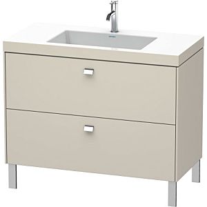 Duravit Brioso c-bonded washbasin with substructure BR4702N1091, 100x48cm, Taupe / chrome, without tap hole