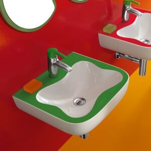 Laufen Florakids Handwaschbecken 8150310721041 45 x 41 cm, weiß/grün, mit Überlauf, 1 Hahnloch